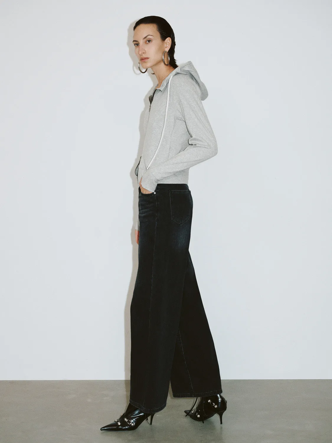 Zipper Front Hooded Straight Jacket sold by Urban Revivo product image thumbnail 5