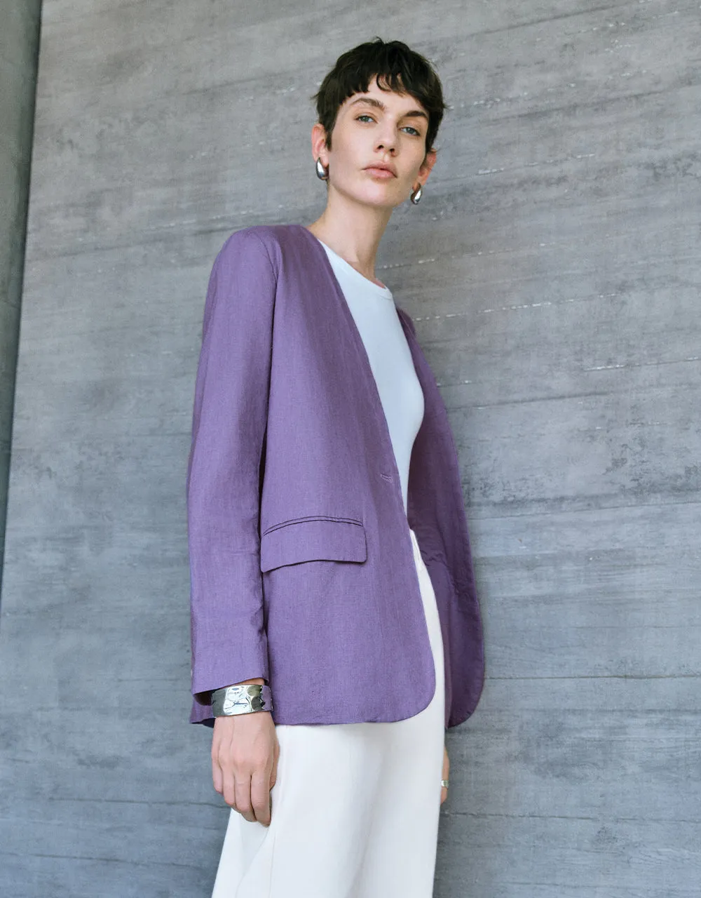 V-Neck One Button Loose Blazer sold by Urban Revivo