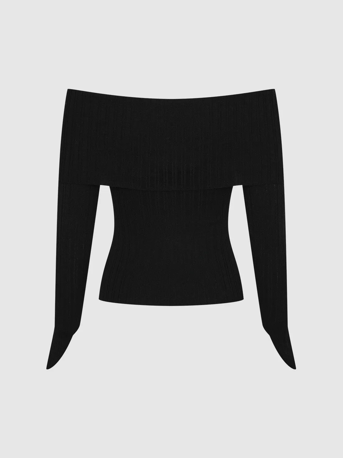 Off-Shoulder Skinny Knitted T-Shirt sold by Urban Revivo product image thumbnail 2