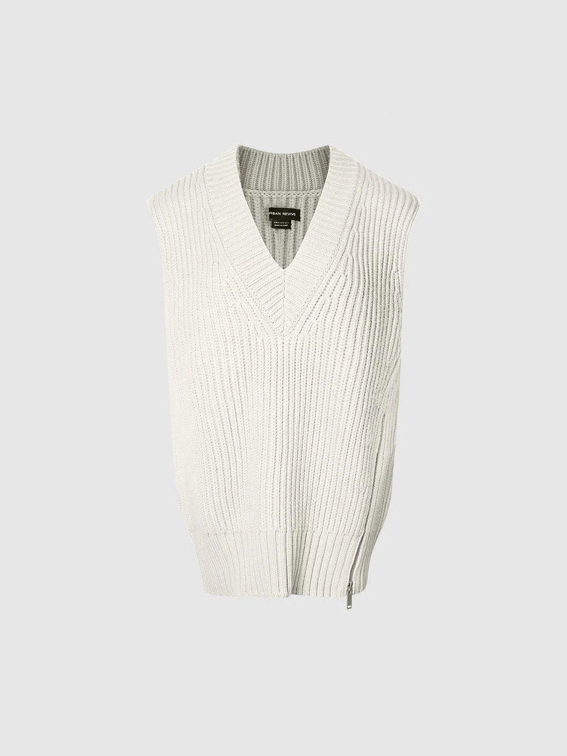 Loose V-Neck Knitted Vest sold by Urban Revivo