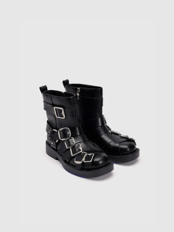 Buckles Décor Vegan Leather Booties sold by Urban Revivo
