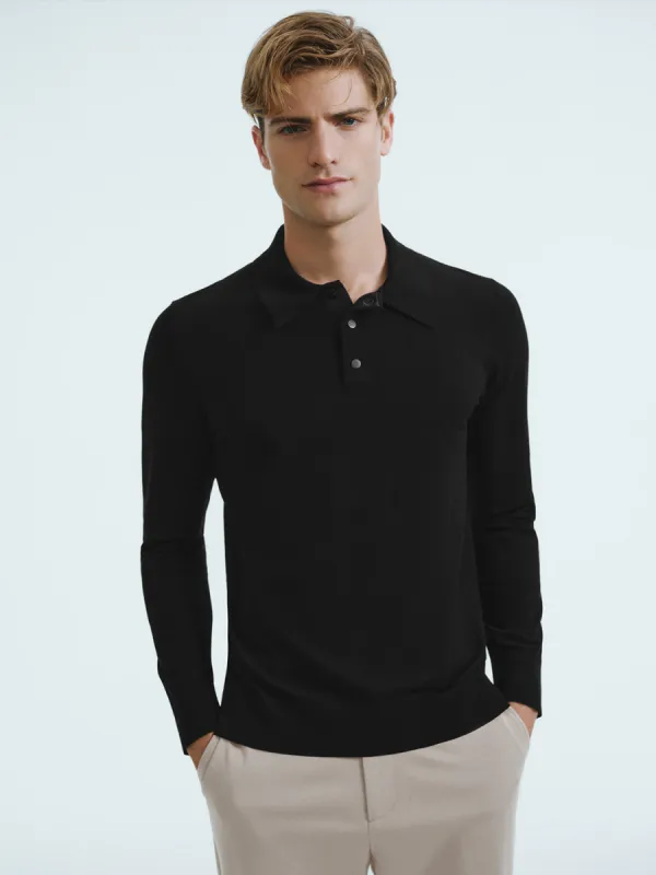 Button Half Placket Straight Knitted T-Shirt sold by Urban Revivo