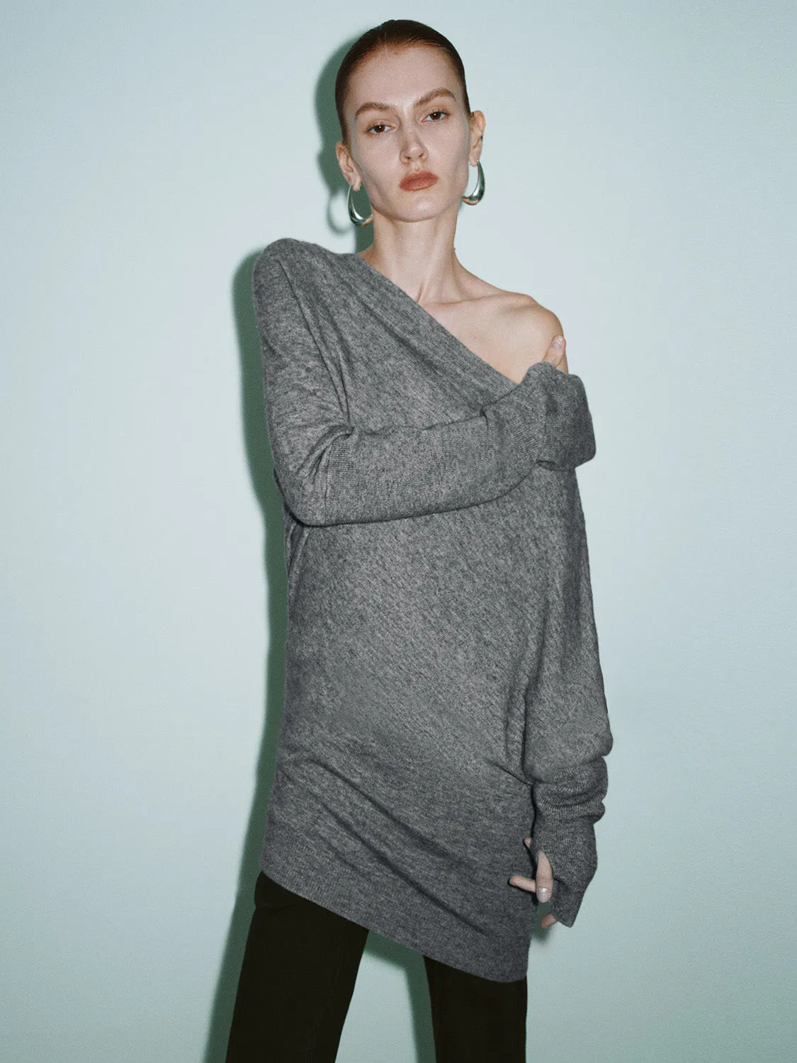 One Shoulder Loose Knitted T-Shirt sold by Urban Revivo