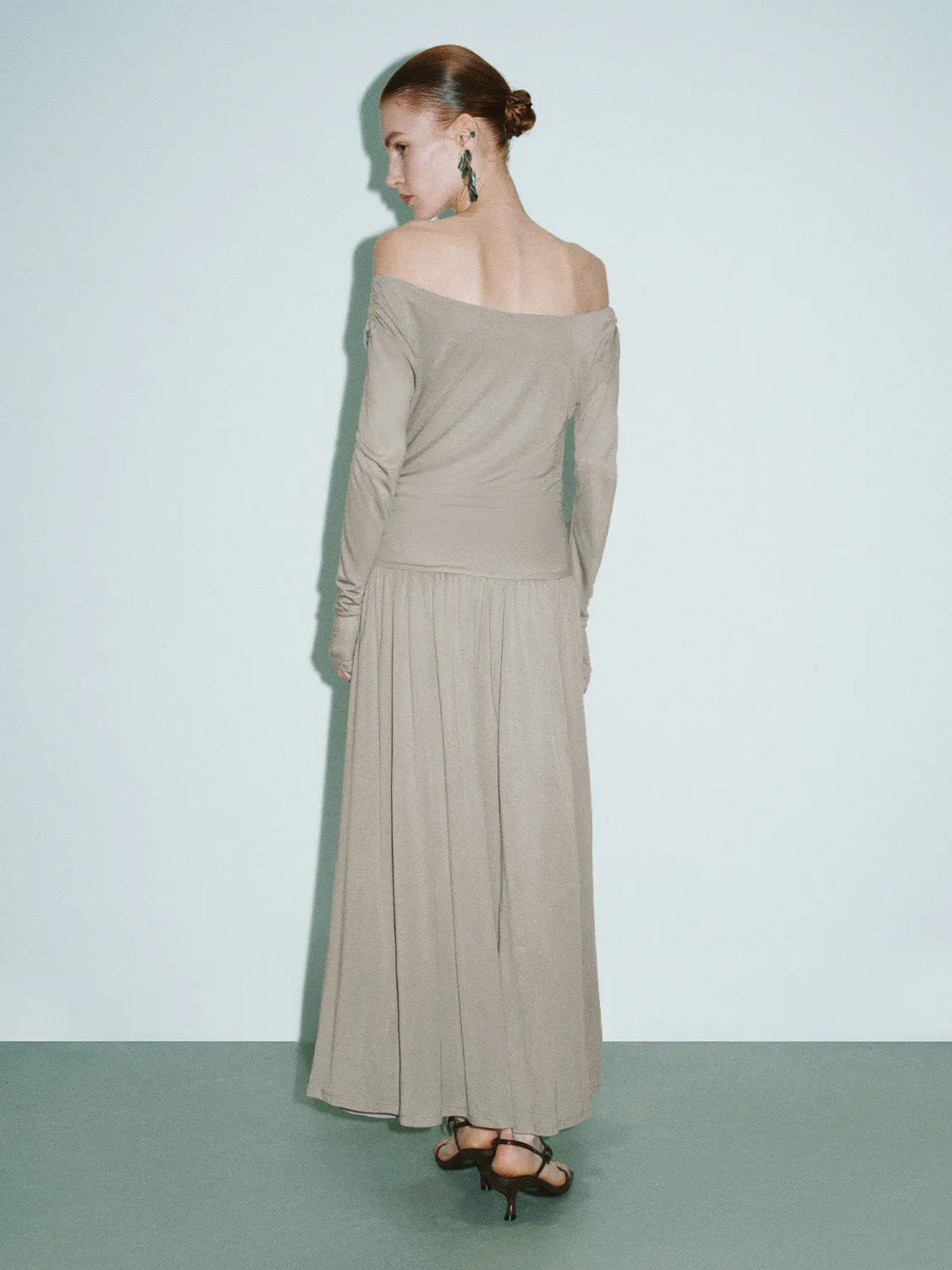 Off-Shoulder Skinny A-Line Dress sold by Urban Revivo product image thumbnail 4