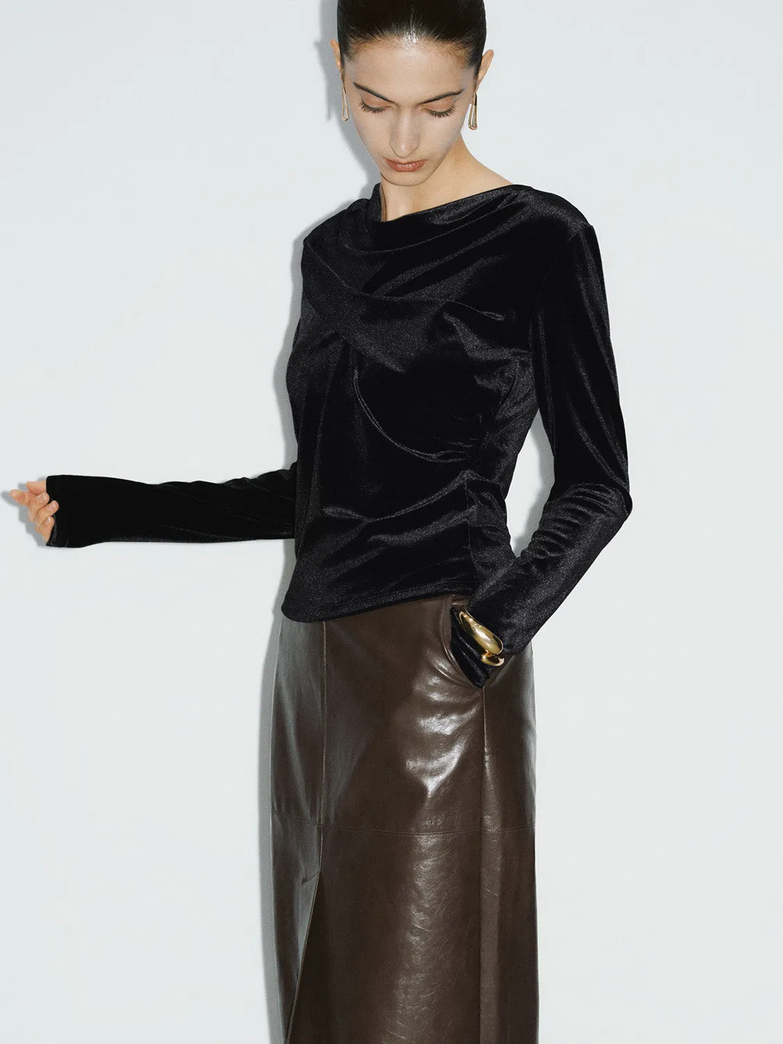 Cowl Neck Skinny T-Shirt sold by Urban Revivo product image thumbnail 3