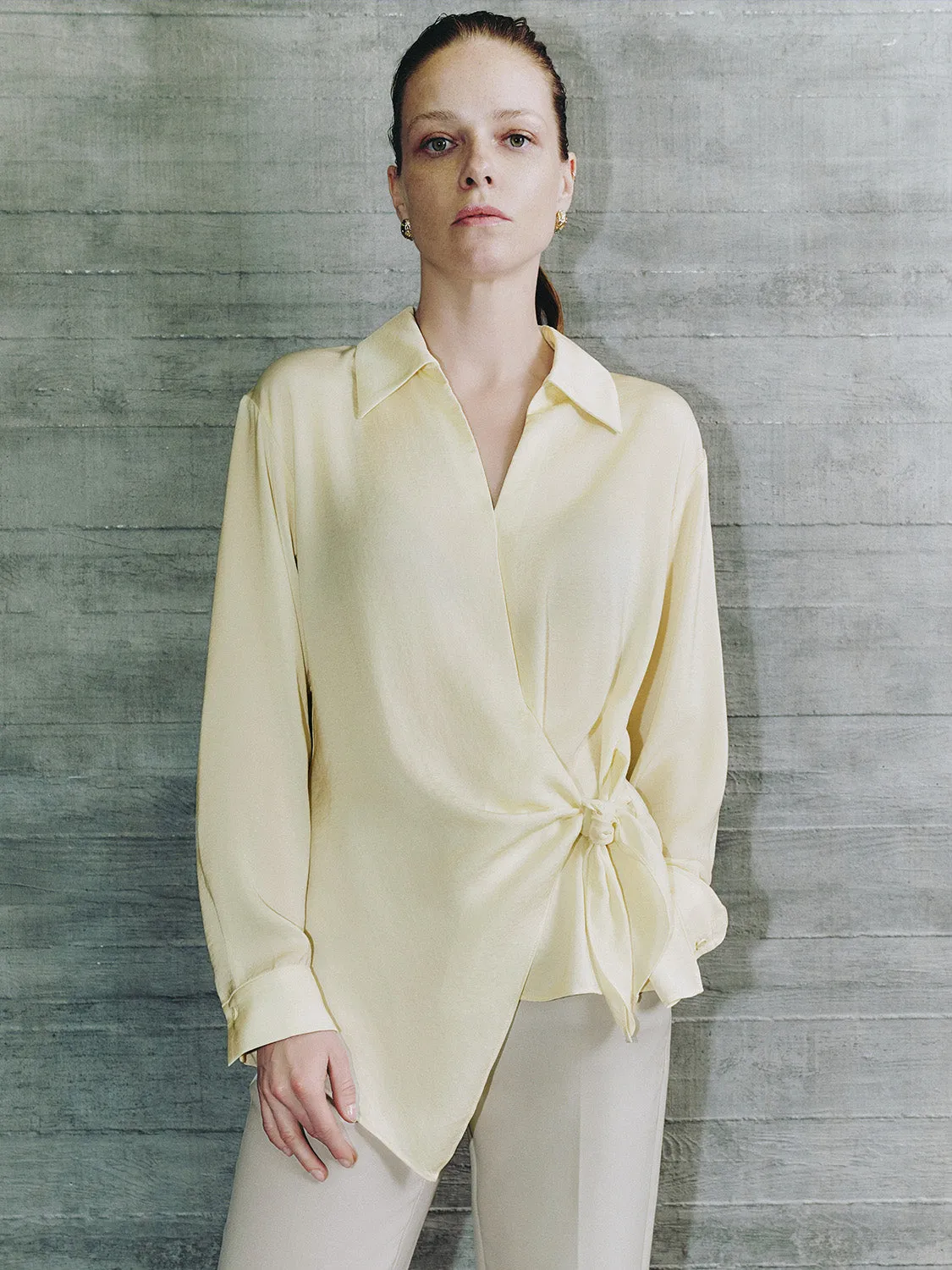 Collared Neck Straight Blouse sold by Urban Revivo