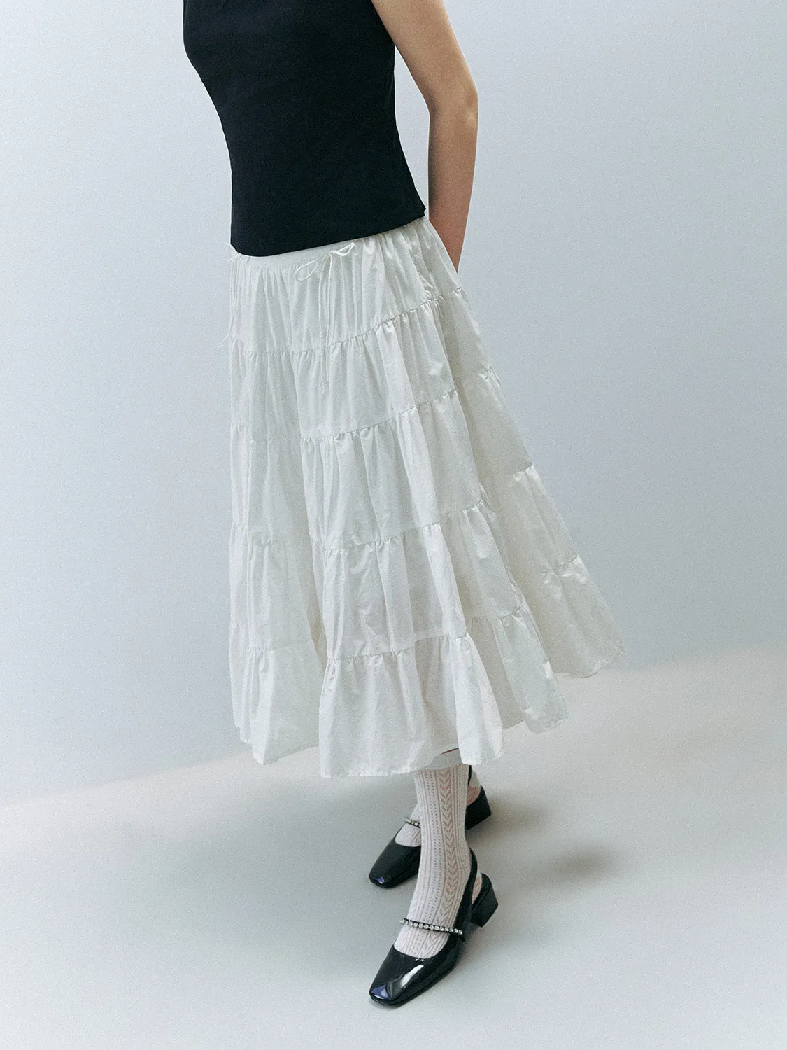 Elastic Waist Midi A-Line Skirt sold by Urban Revivo product image thumbnail 3