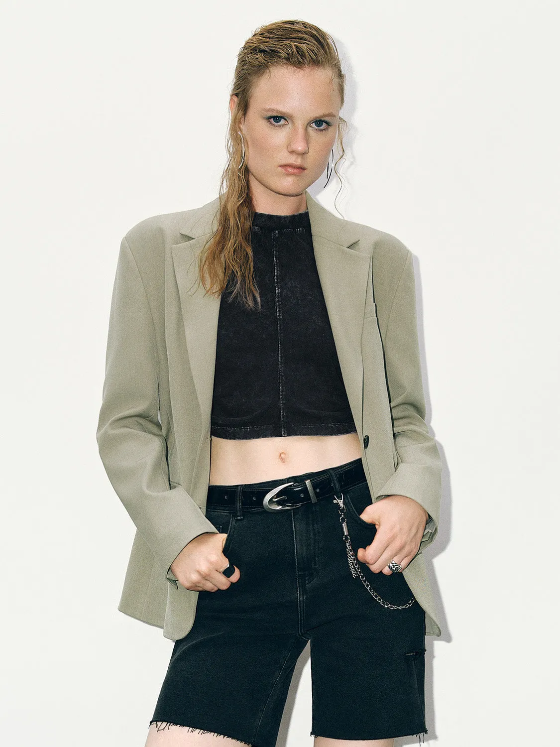 Notch Lapel Loose Blazer sold by Urban Revivo