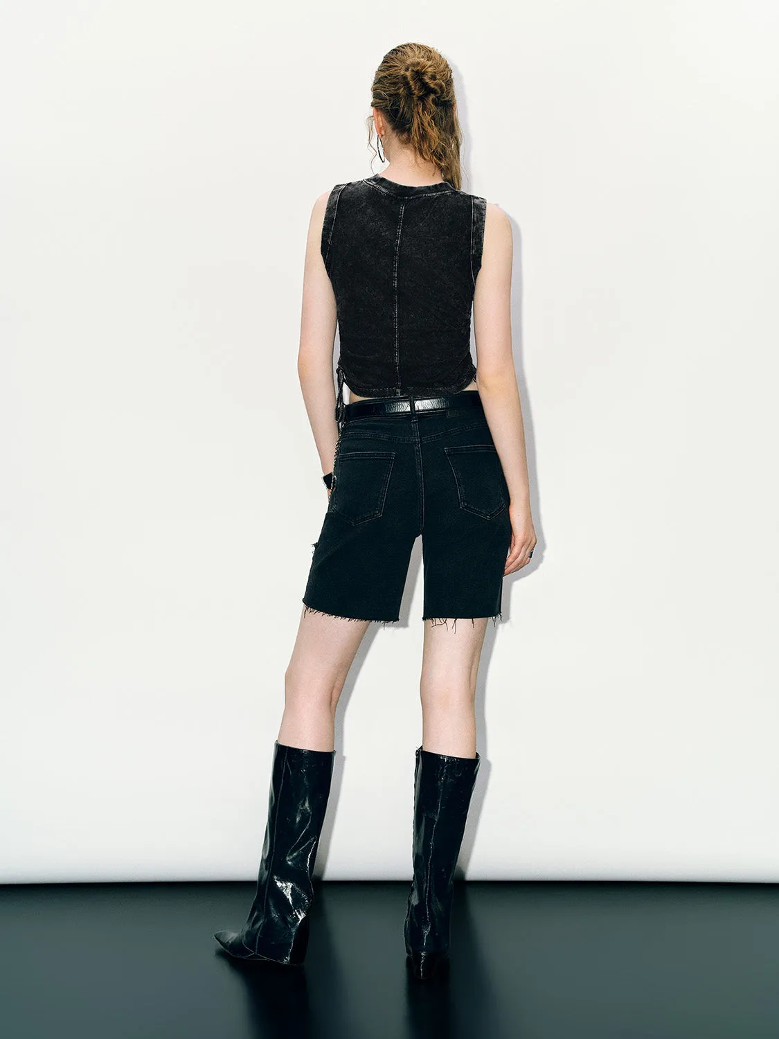 Crew Neck Lace Up Side Skinny Tank Top sold by Urban Revivo product image thumbnail 4