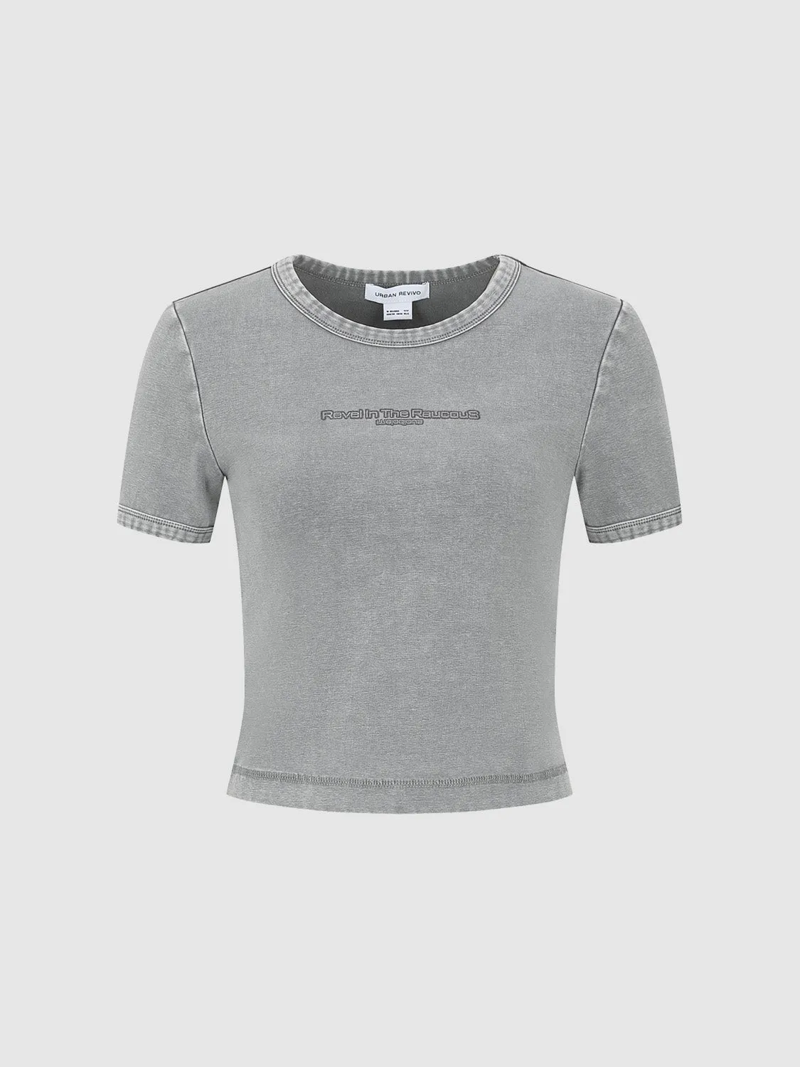 Embossed Crew Neck Skinny T-Shirt sold by Urban Revivo product image thumbnail 2