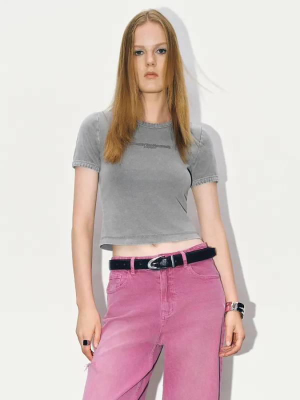 Embossed Crew Neck Skinny T-Shirt sold by Urban Revivo