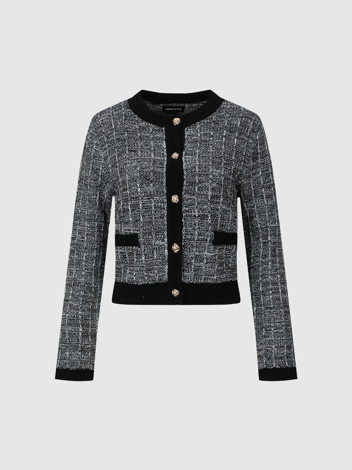 Contrast Trim Crew Neck Knitted Cardigan sold by Urban Revivo product image thumbnail 2