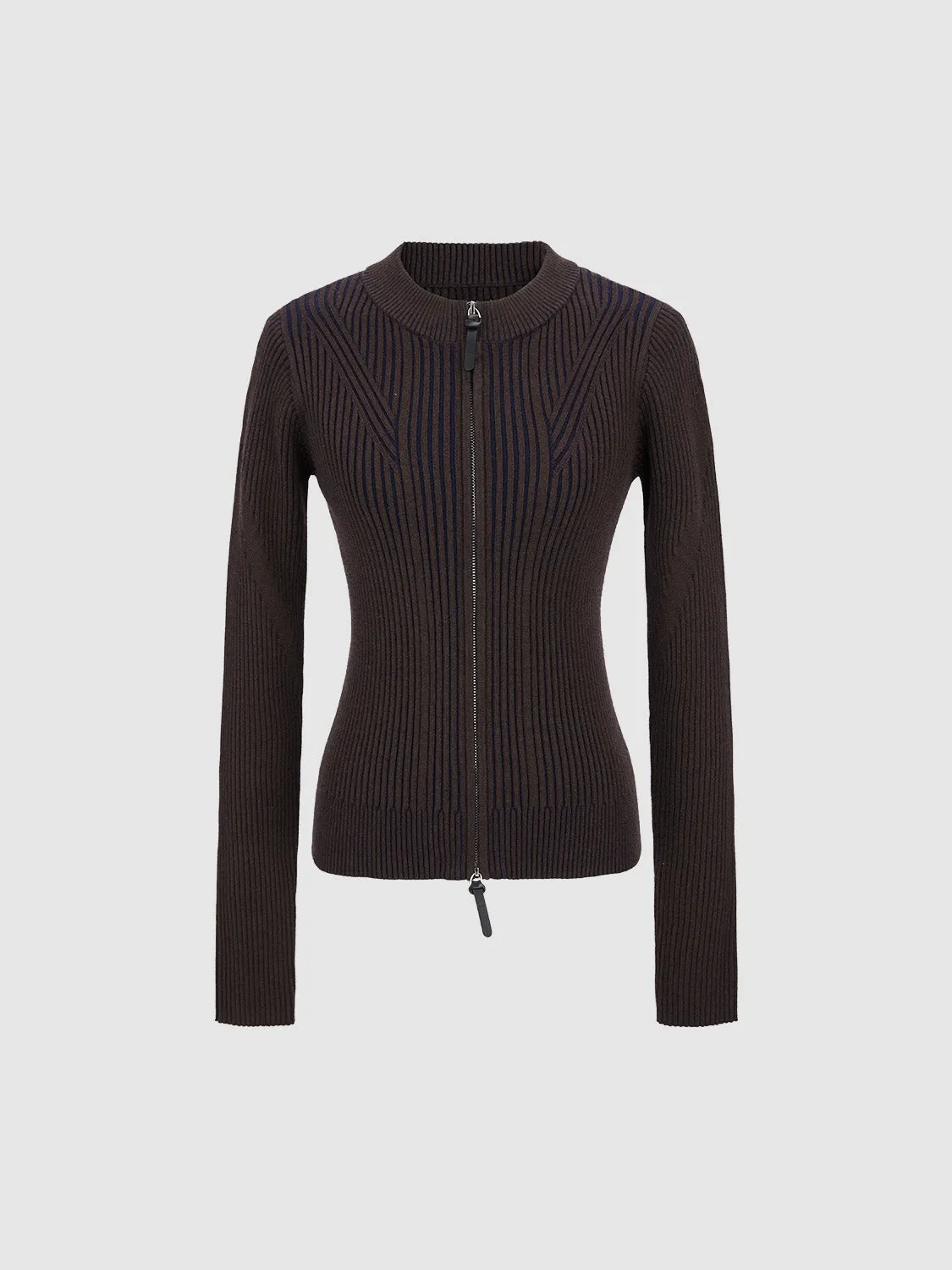 Zipper Front Skinny Knitted Cardigan sold by Urban Revivo product image thumbnail 2