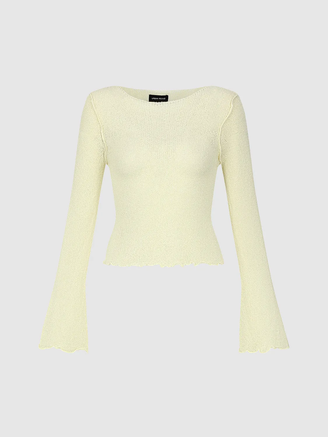 Wave Trim Crew Neck Skinny Knitted T-Shirt sold by Urban Revivo product image thumbnail 2