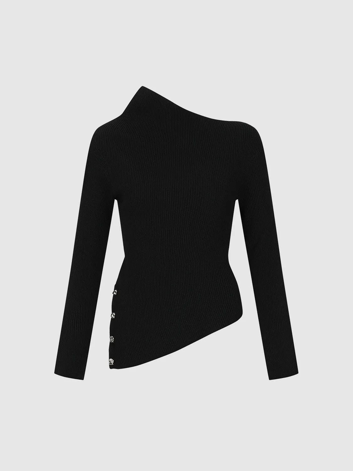 Asymmetric Skinny Knitted T-Shirt sold by Urban Revivo product image thumbnail 2