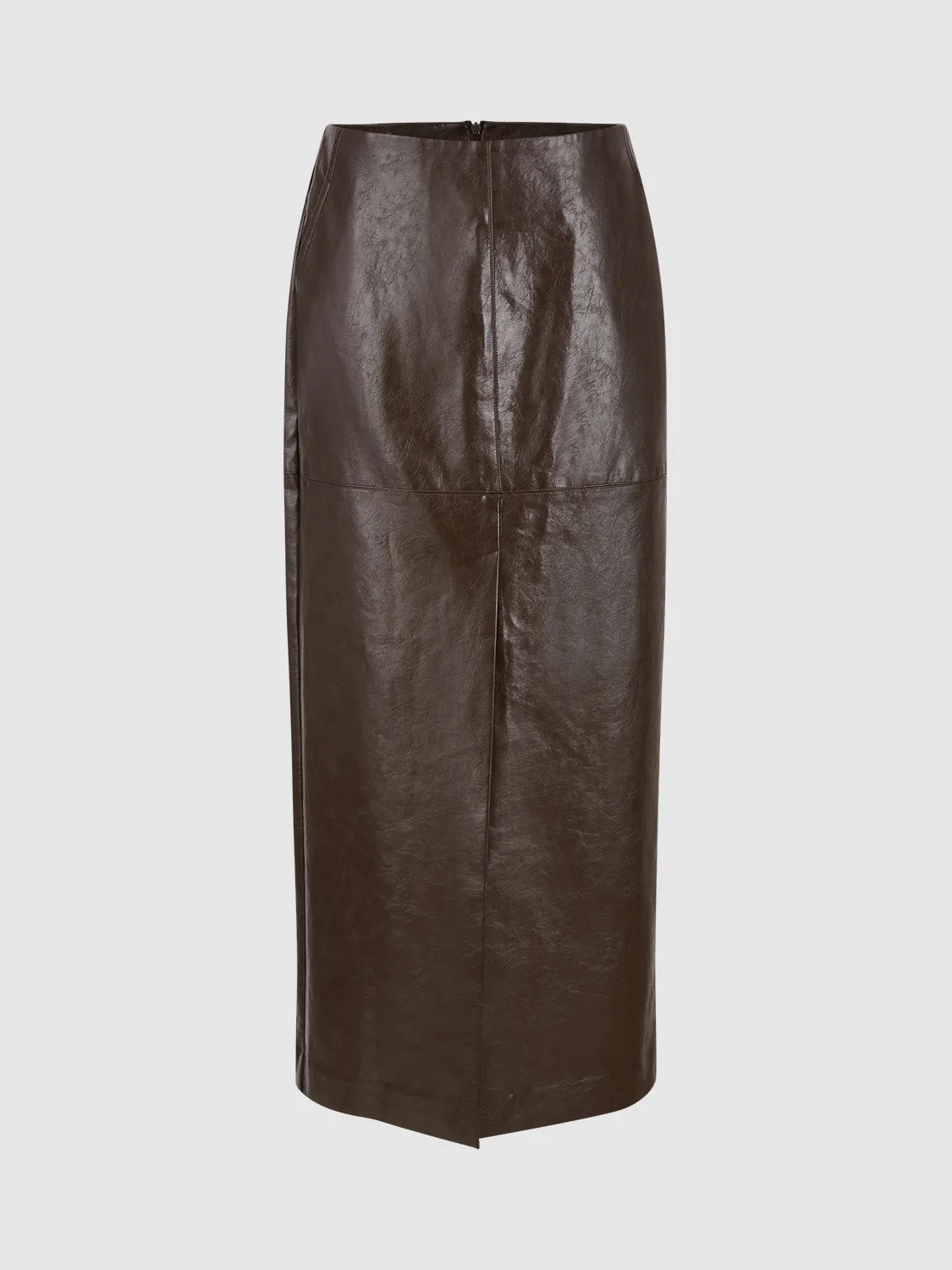 Vegan Leather Midi Straight Skirt sold by Urban Revivo