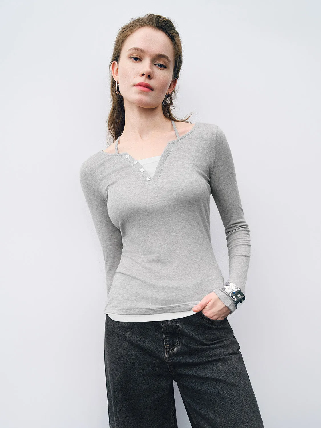 Halter Neck Skinny T-Shirt sold by Urban Revivo