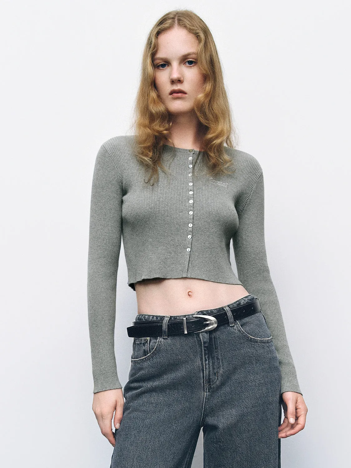 Crew Neck Skinny Knitted Cardigan sold by Urban Revivo