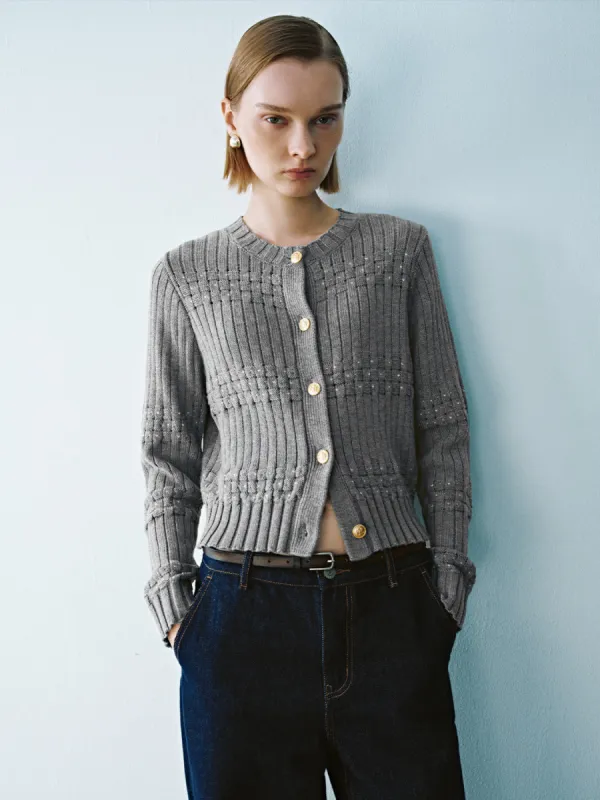 Crew Neck Knitted Cardigan sold by Urban Revivo