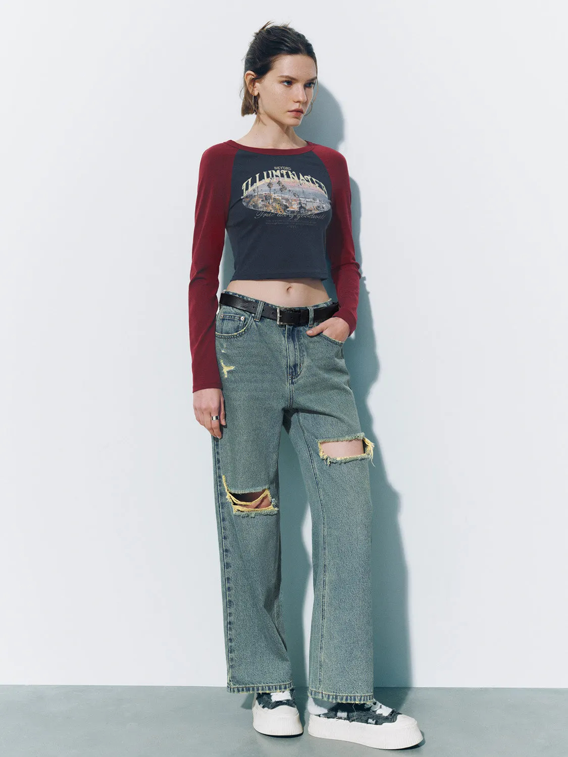 Printed Crew Neck Skinny T-Shirt sold by Urban Revivo product image thumbnail 5