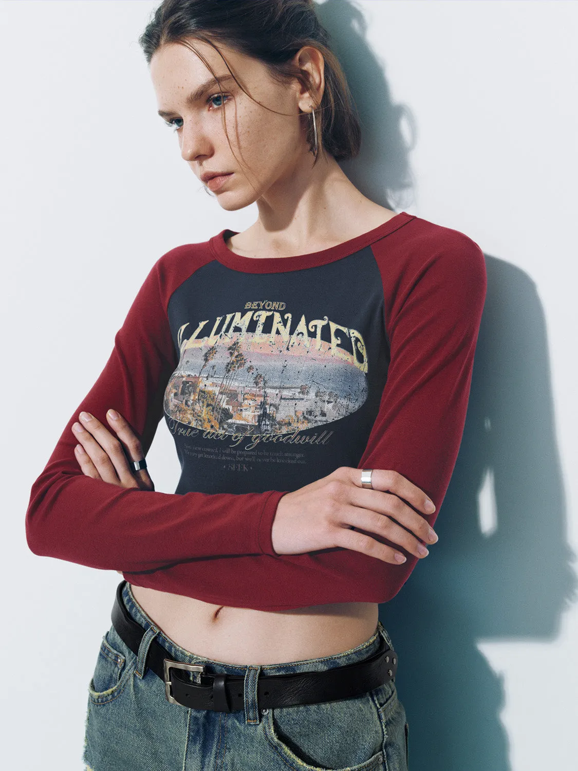 Printed Crew Neck Skinny T-Shirt sold by Urban Revivo product image thumbnail 3