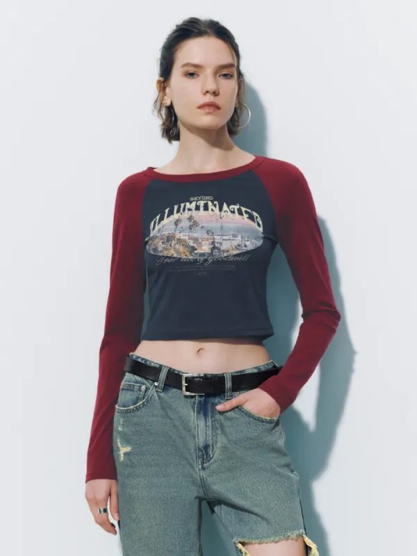 Printed Crew Neck Skinny T-Shirt sold by Urban Revivo