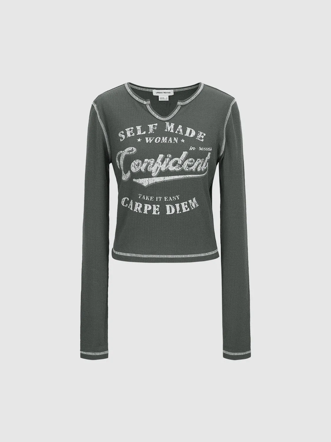 Notch Neck Skinny T-Shirt sold by Urban Revivo product image thumbnail 2