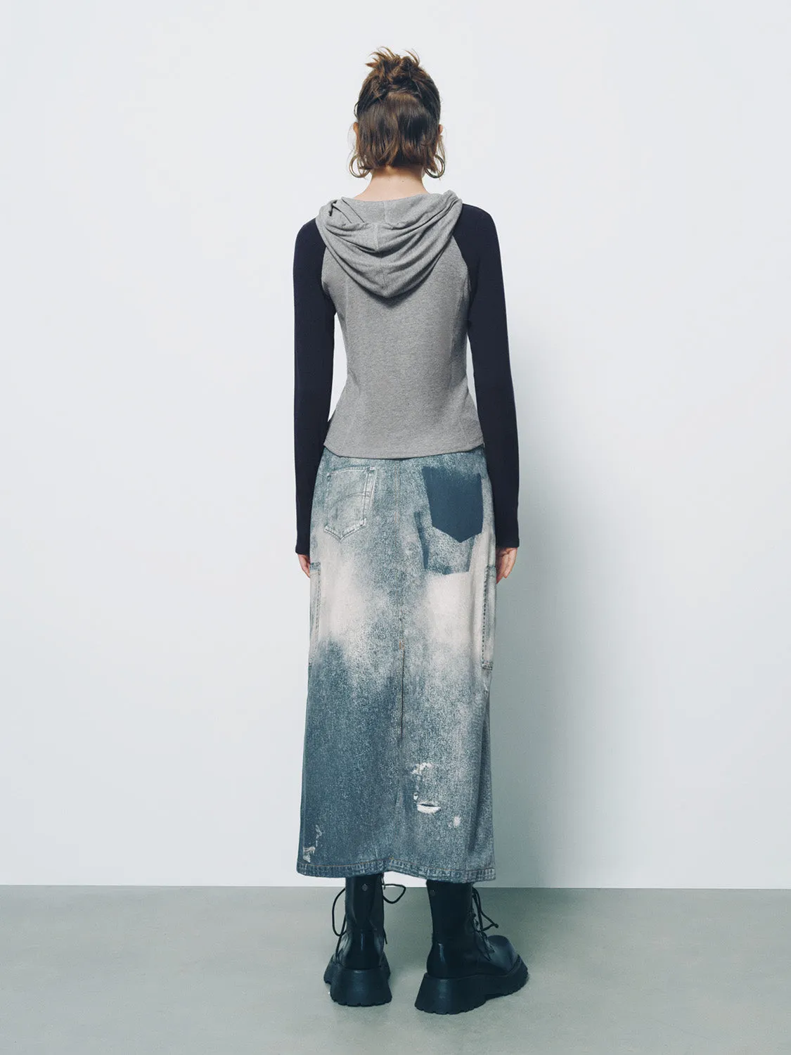 Printed Hooded Skinny T-Shirt sold by Urban Revivo product image thumbnail 4