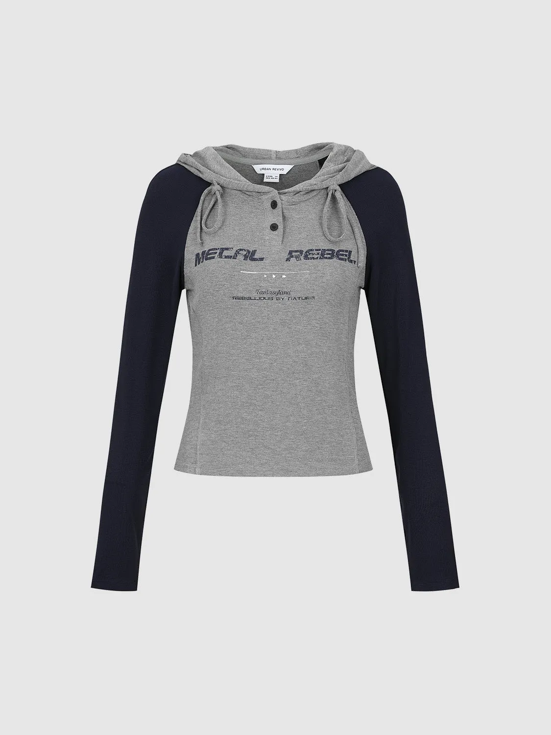 Printed Hooded Skinny T-Shirt sold by Urban Revivo product image thumbnail 2