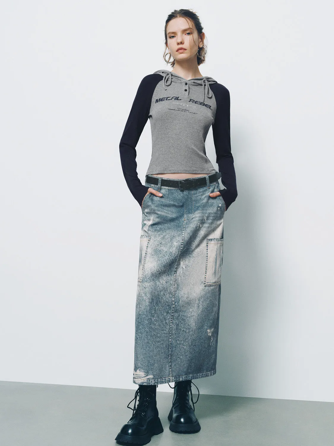 Printed Hooded Skinny T-Shirt sold by Urban Revivo product image thumbnail 5