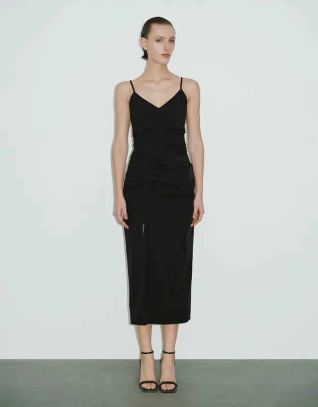 Ruched V-Neck A-Line Cami Dress sold by Urban Revivo