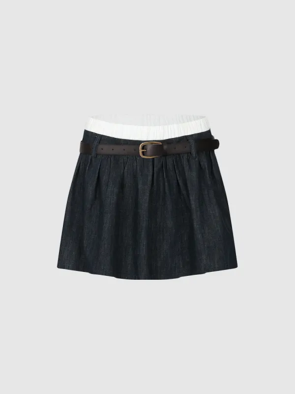 2 In 1 Mini Denim Skirt With Belt sold by Urban Revivo