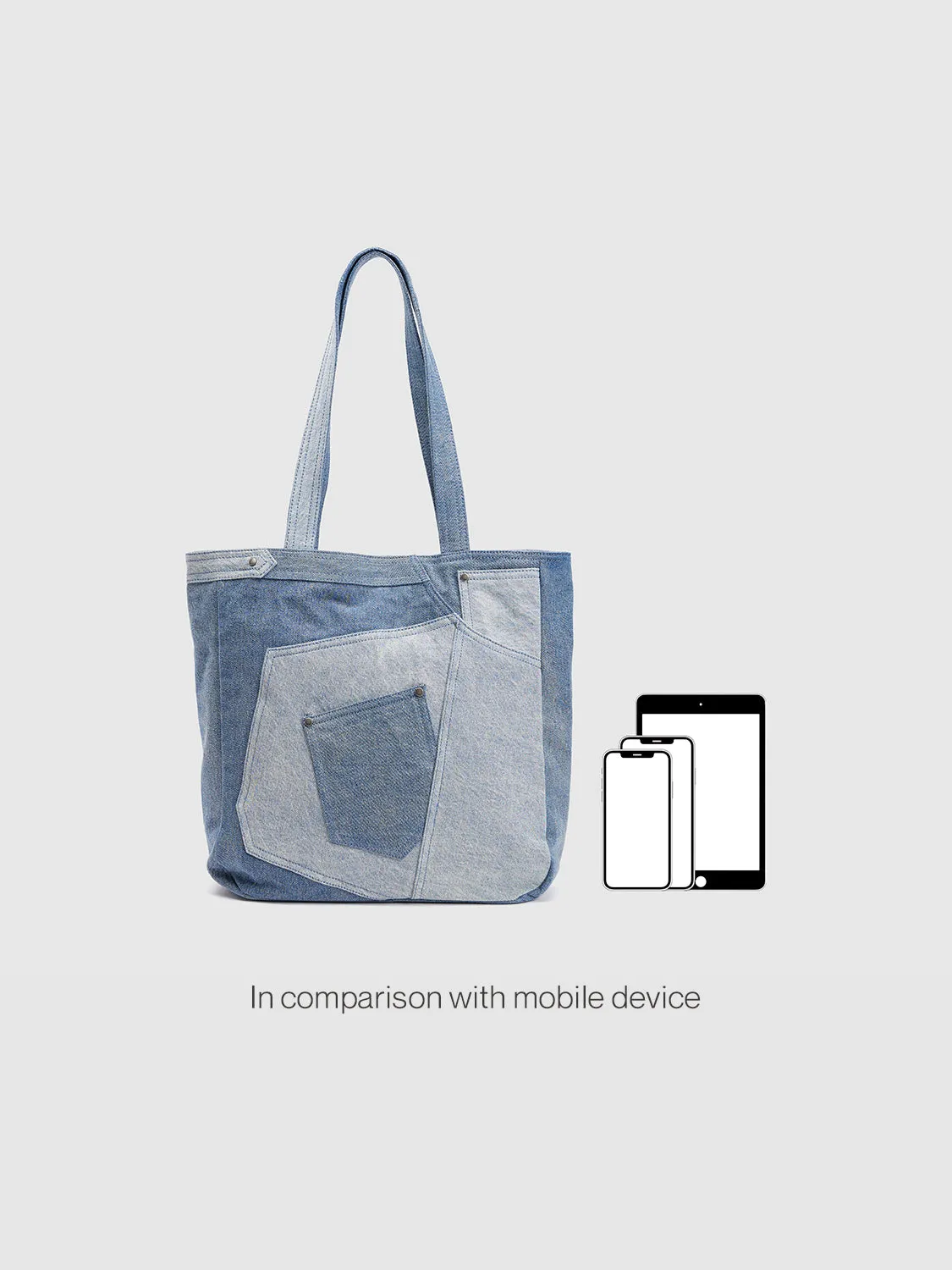 Denim Tote Bag sold by Urban Revivo product image thumbnail 2