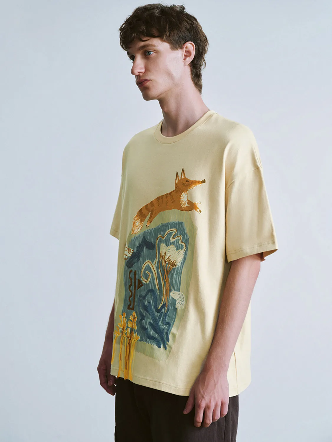 Printed Crew Neck Loose T-Shirt sold by Urban Revivo product image thumbnail 4
