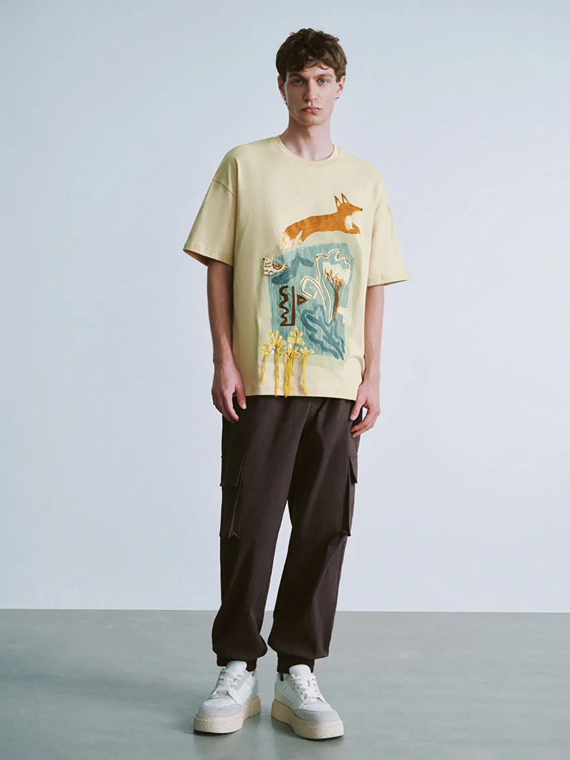 Printed Crew Neck Loose T-Shirt sold by Urban Revivo product image thumbnail 5