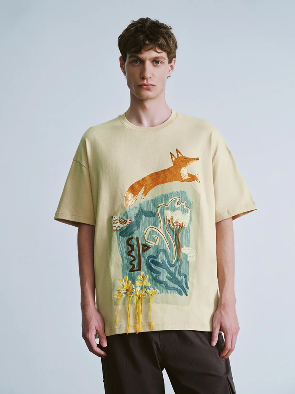 Printed Crew Neck Loose T-Shirt sold by Urban Revivo