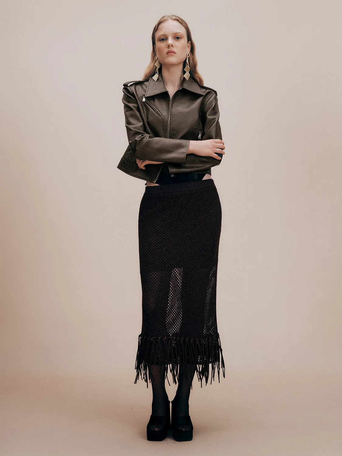 Zipper Front Loose Vegan Leather Jacket sold by Urban Revivo product image thumbnail 5