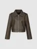 Zipper Front Loose Vegan Leather Jacket sold by Urban Revivo