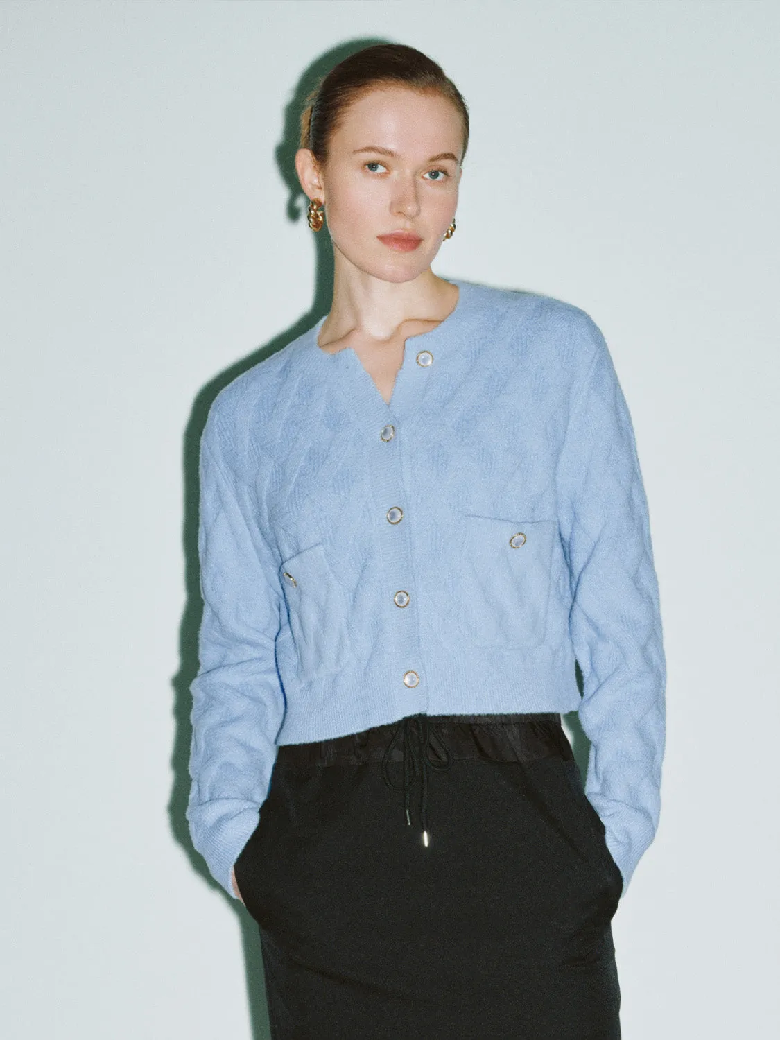 Crew Neck Straight Knitted Cardigan sold by Urban Revivo