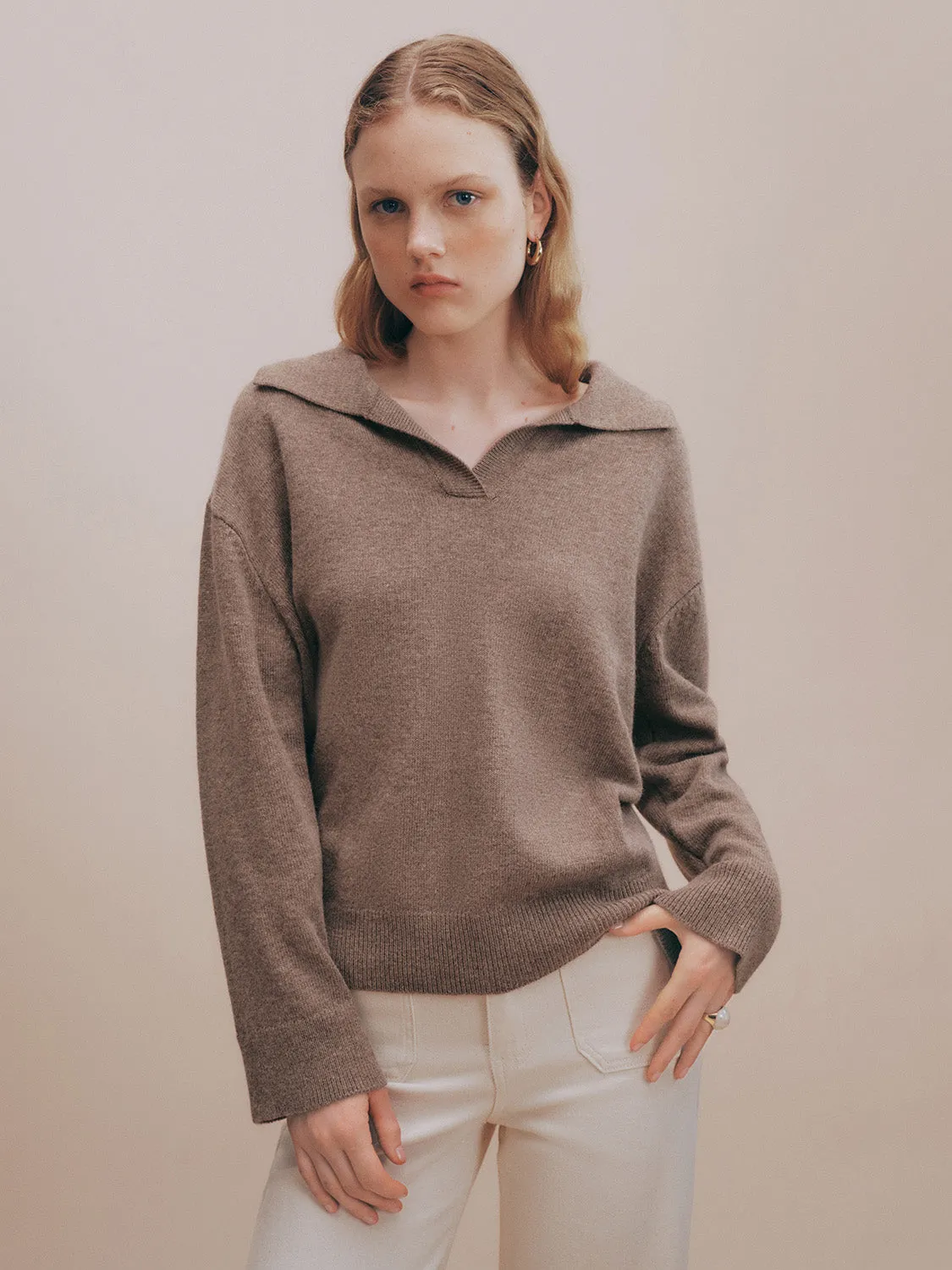 Collared Neck Loose Knitted T-Shirt sold by Urban Revivo