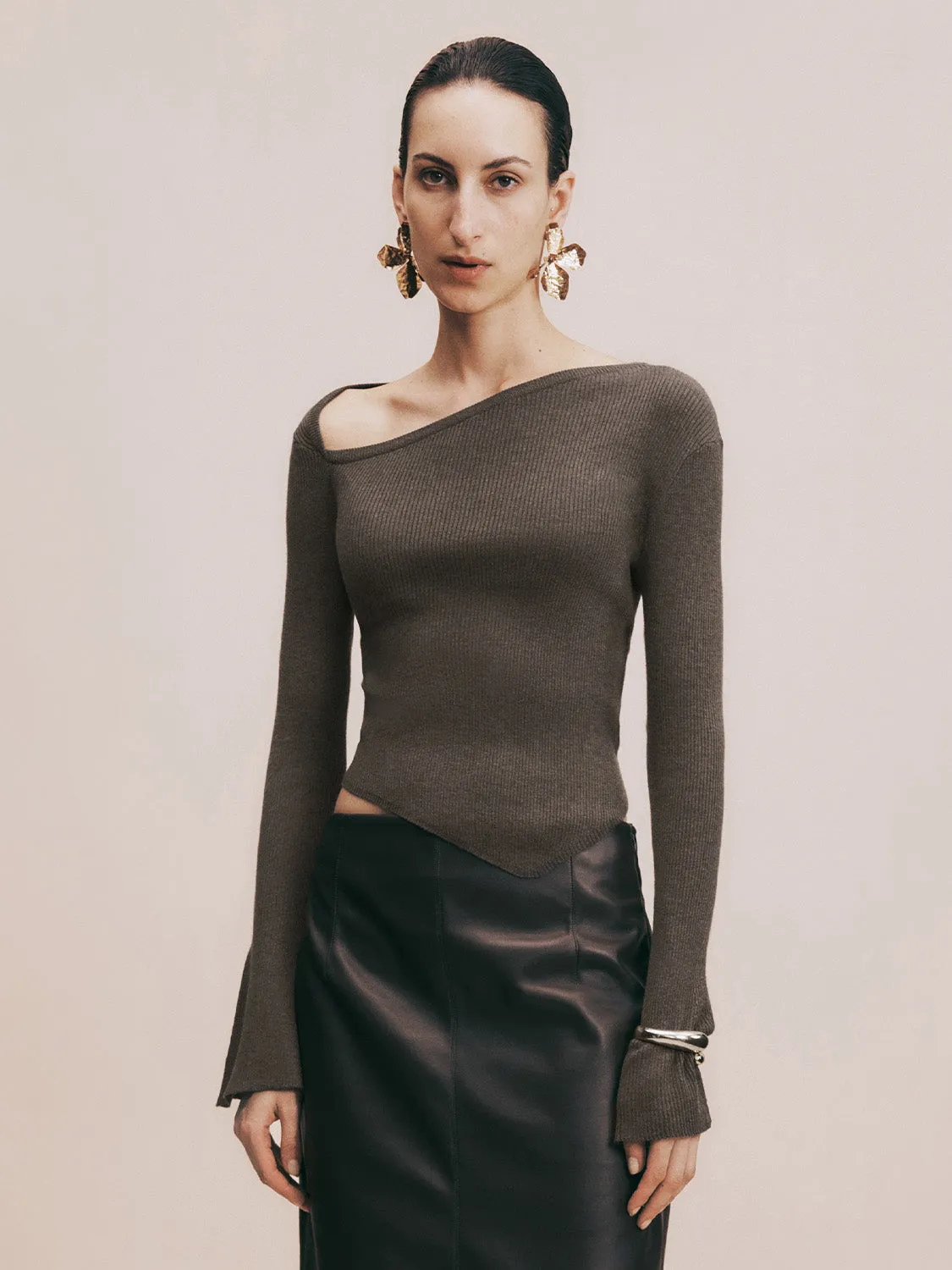 One Shouler Skinny Knitted T-Shirt sold by Urban Revivo