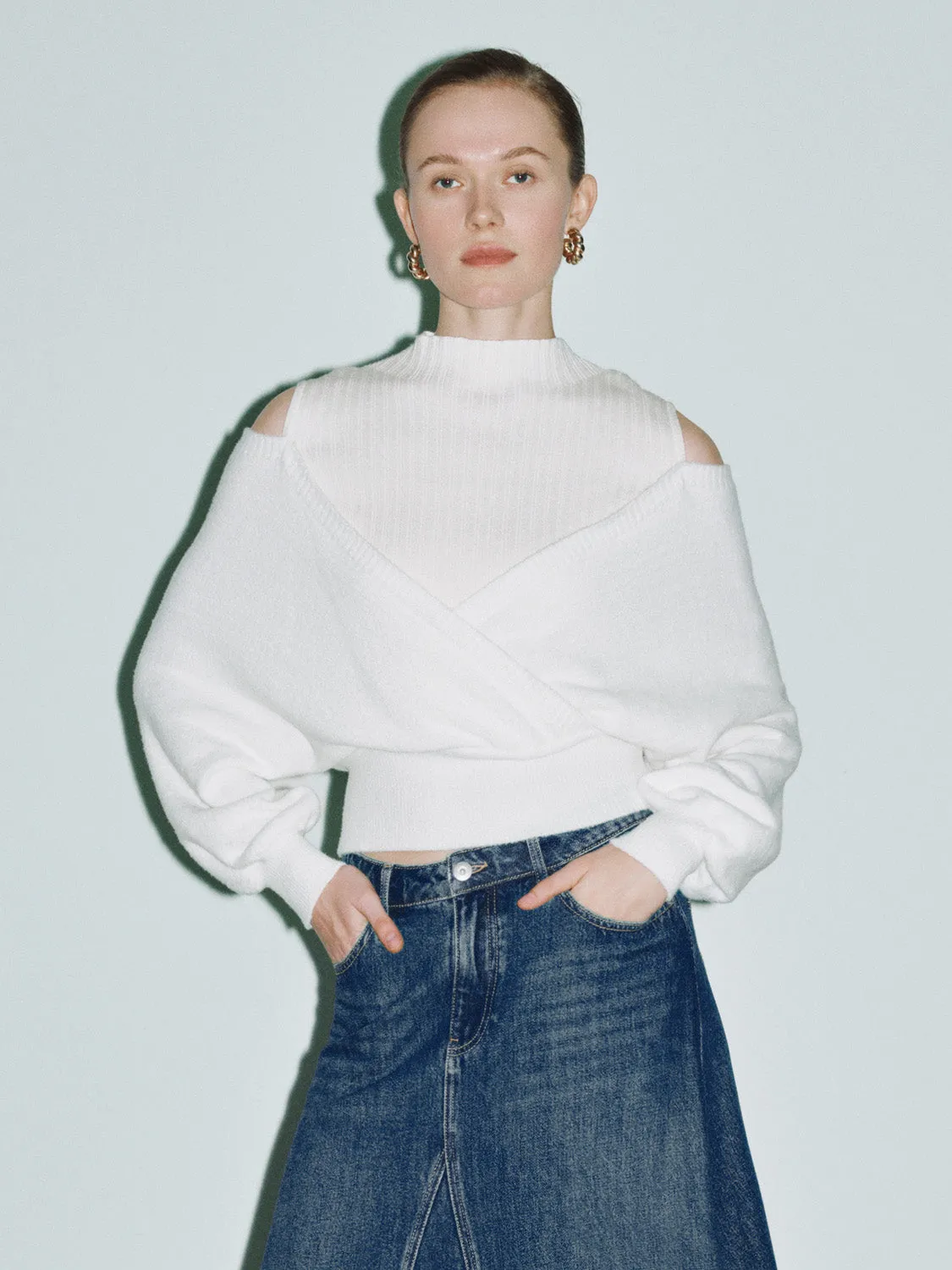 Cold Shoulder Skinny Knitted T-Shirt sold by Urban Revivo