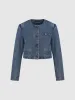Crew Neck Straight Denim Jacket sold by Urban Revivo