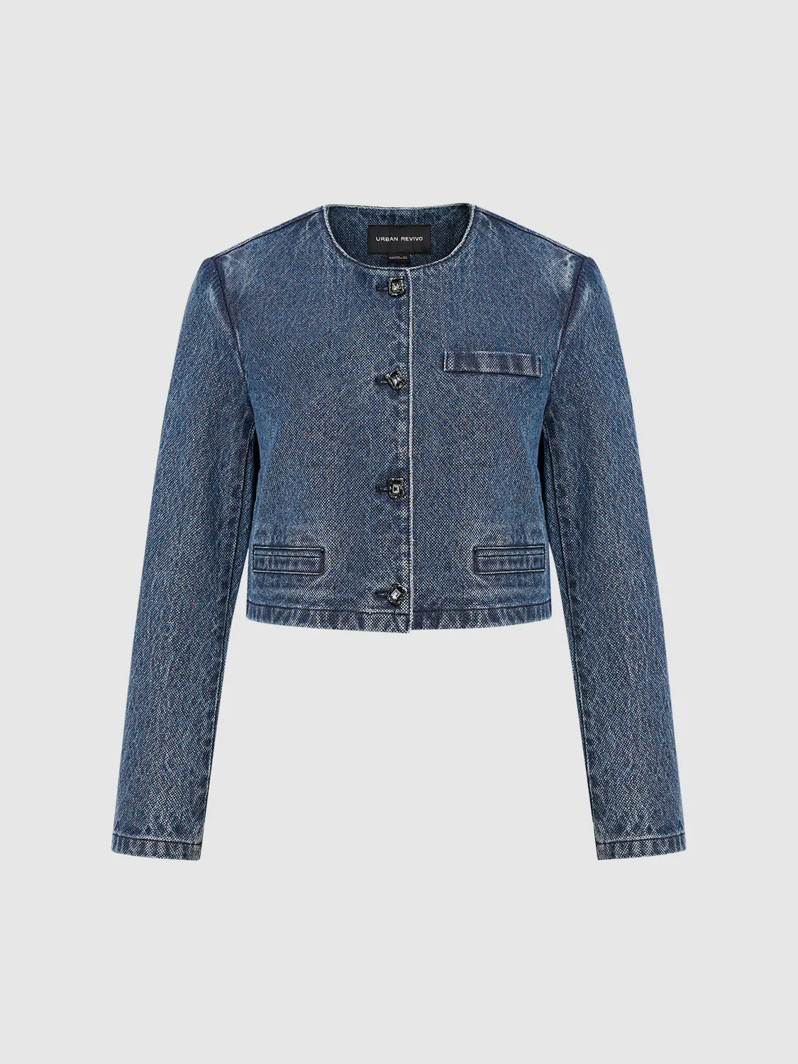 Crew Neck Straight Denim Jacket sold by Urban Revivo product image thumbnail 2
