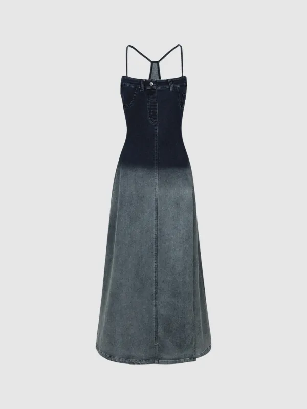 Gradient Skinny Denim Cami Dress sold by Urban Revivo