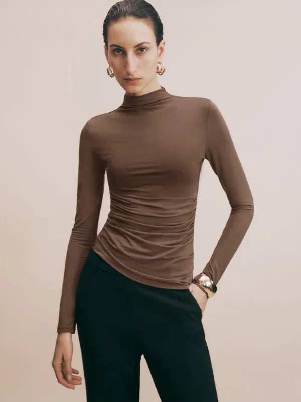 Mock Neck Skinny T-Shirt sold by Urban Revivo