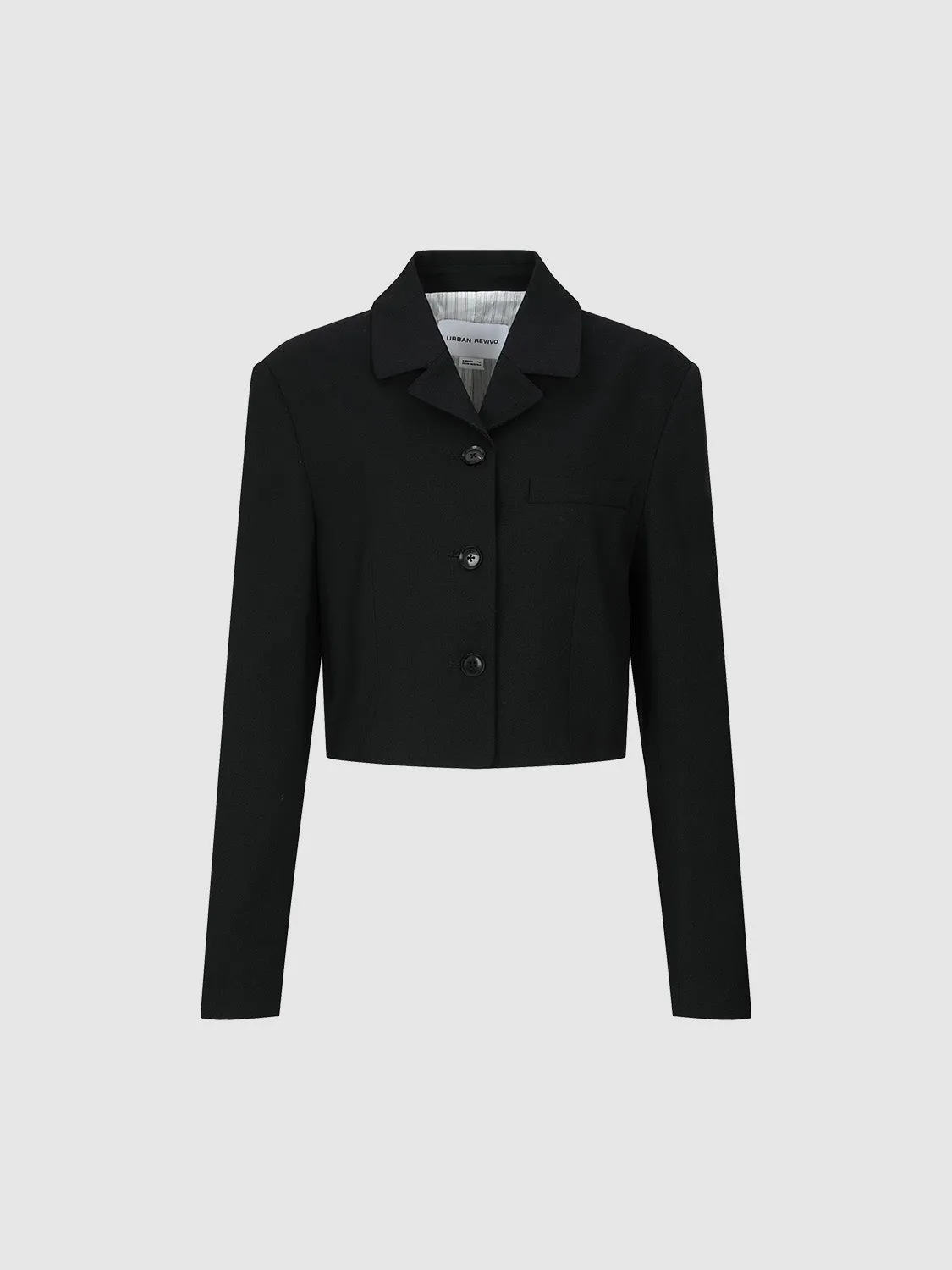 Cropped Notch Lapel Straight Blazer sold by Urban Revivo product image thumbnail 3
