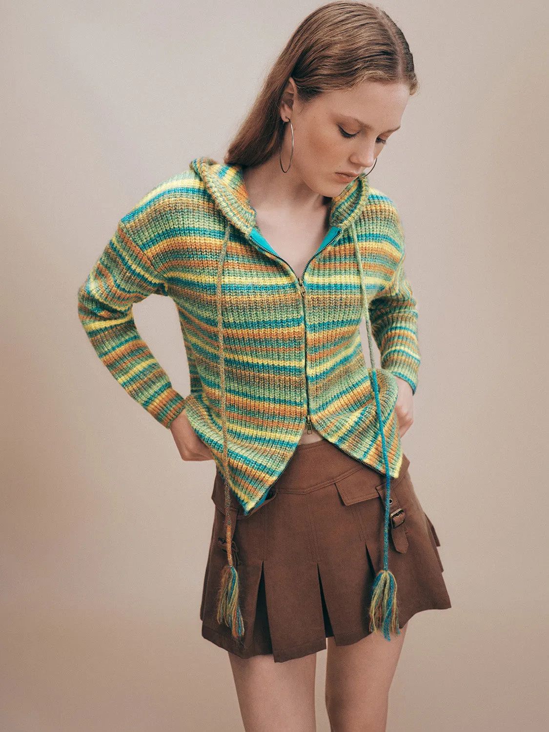 Zipper Front Hooded Knitted Cardigan sold by Urban Revivo product image thumbnail 3