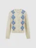 Argyle Printed Crew Neck Knitted Cardigan sold by Urban Revivo