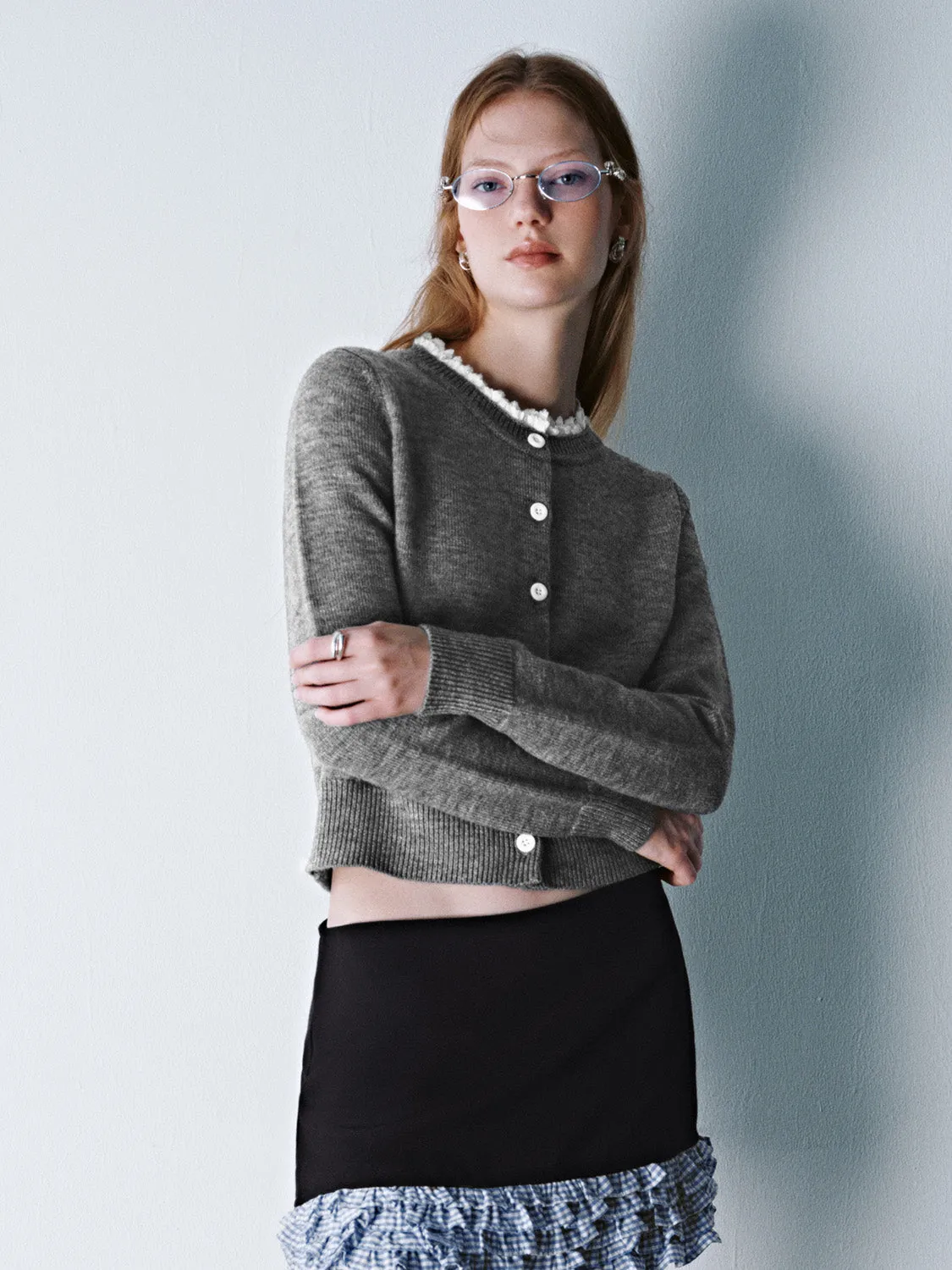 Crew Neck Knitted Cardigan sold by Urban Revivo